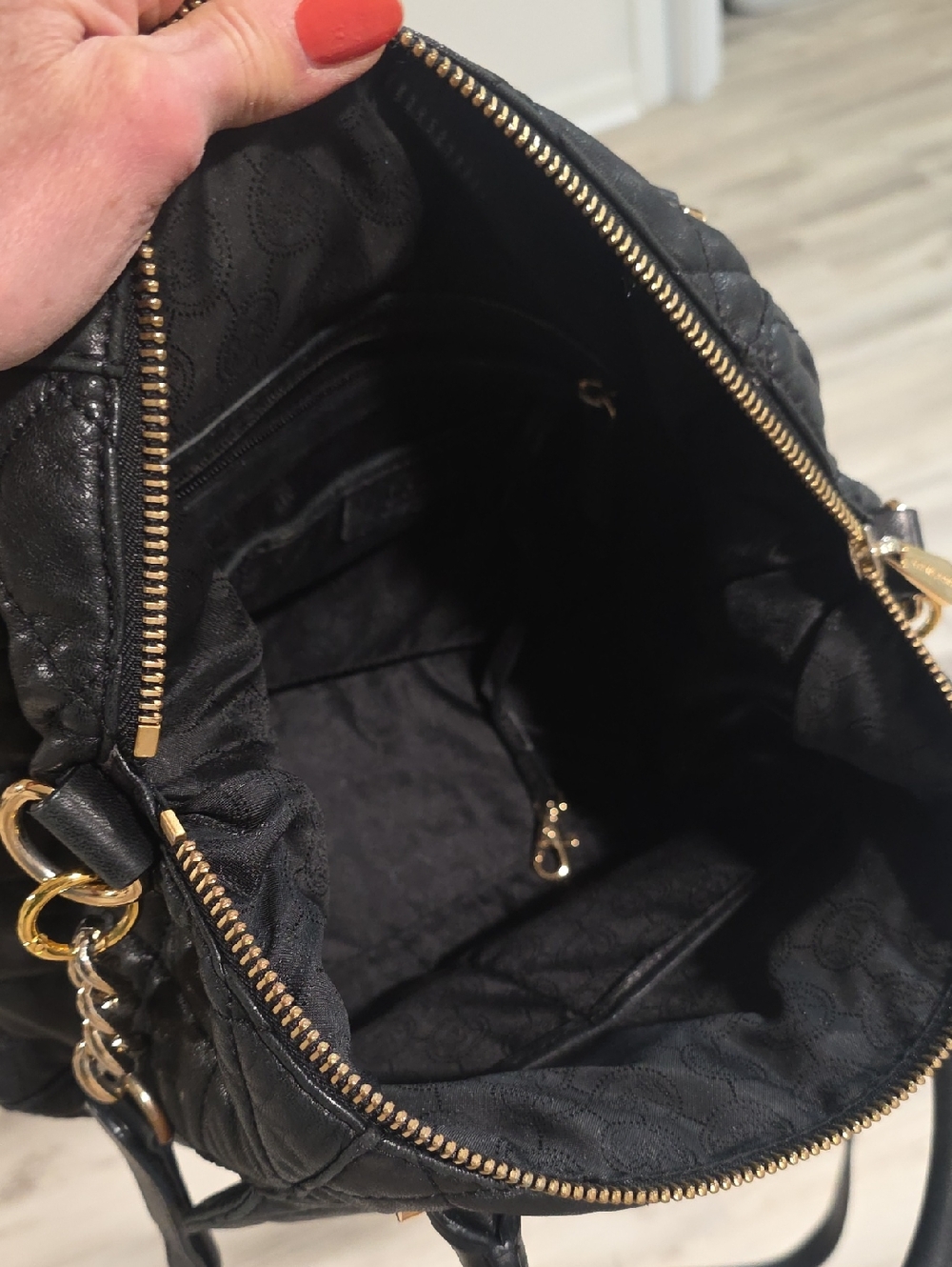 Michael Kors Black Leather Quilted Satchel Shoulder Bag - Picture 9 of 10